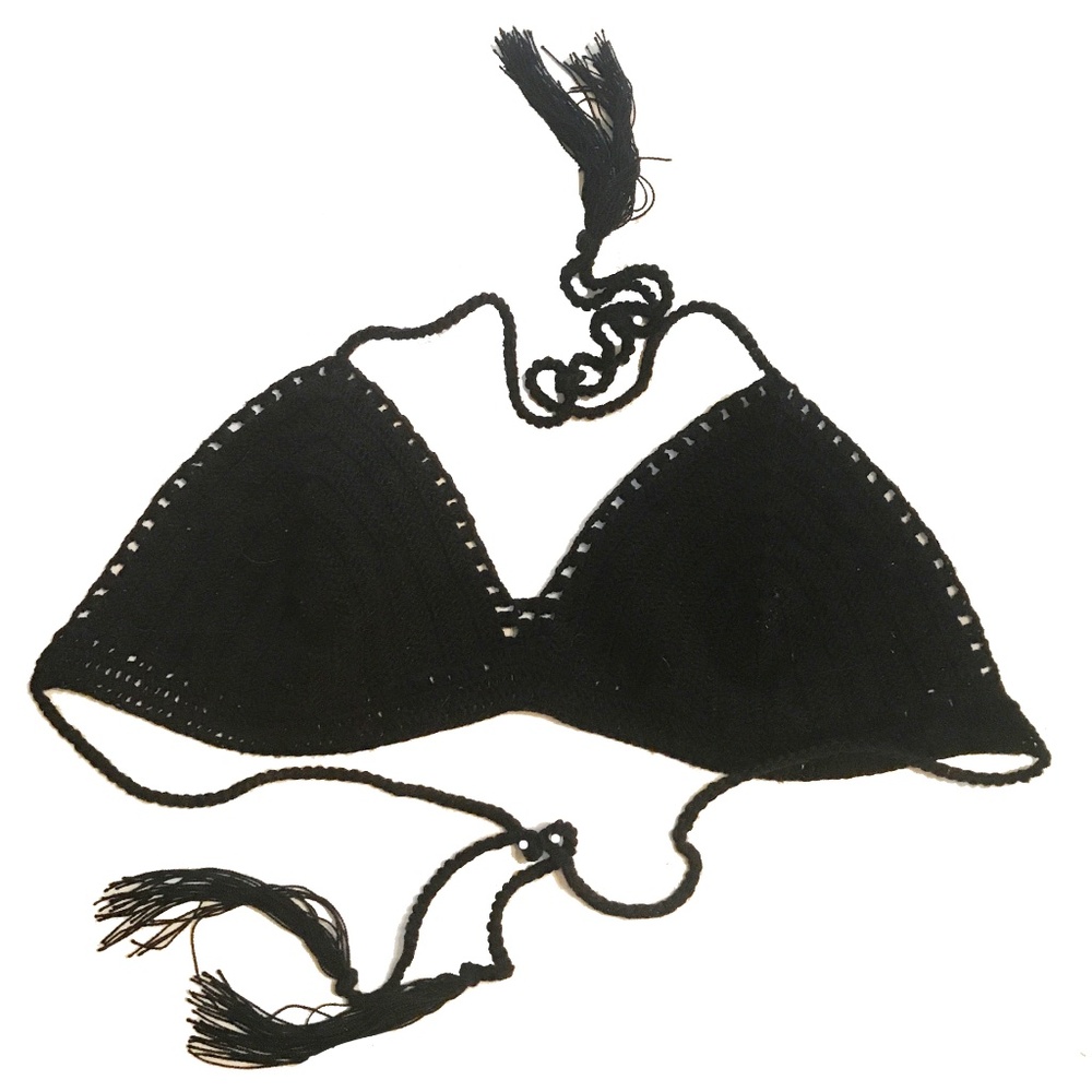 Crochet Black Bikini Top Size S